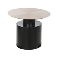 table d'appoint ronde en fer coloris doré,noir - diamètre 76 x hauteur 46 cm