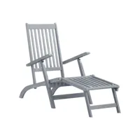 chaise de terrasse avec repose-pied et coussin acacia solide