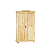 armoire genf fonctionnelle 2 portes 5 niches et penderie en bois massif naturel