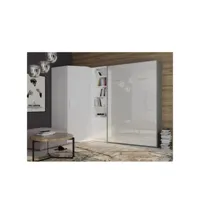 composition armoire lit angle smart-v2 160*200 cm, gris graphite mat - façade gloss blanc brillant 20100888721