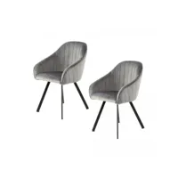 lot de 2 fauteuils fait main ane gris 59x56 en polyester doux et soyeux