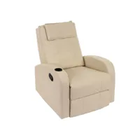 fauteuil de télévision durham, fauteuil relax, chaise longue, similicuir ~ crème