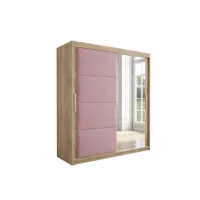 armoire de chambre tapila 2 sonoma/rose 180 avec 2 portes coulissantes style contemporain penderie (tringle) avec étagères