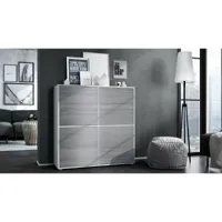 meuble moderne blanc mat façade aspect avola anthracite 104 x 105,5 x 35,5 cm