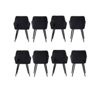 ensemble de 8 chaises de salle à manger camden - tapissées de velours avec pieds en métal - noir