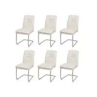 lot de 6 chaises de salle à manger hwc-h70, chaise de cuisine à piétement luge, tissutextile inox brossé ~ crème-beige