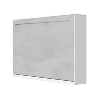 armoire lit escamotable 140x200cm supérieur horizontal lit rabattable lit mural blanc/béton
