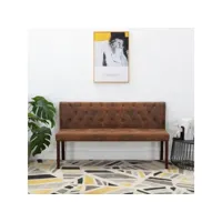 banc 148,5 cm  banc de jardin banc de table de séjour marron similicuir daim meuble pro frco32806