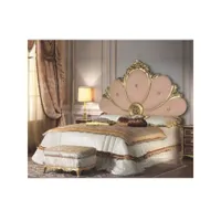 lit double avec conteneur avec tête de lit sculptée à la feuille d'or 180x202xh.170 cm