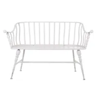 banc d'assise, banquette rectangulaire en métal coloris blanc - longueur 128 x profondeur 53 x hauteur 86 cm