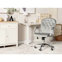 chaise de bureau pivotante en velours gris clair princess 383517