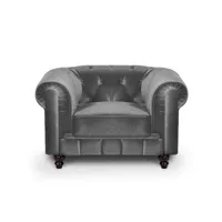 chesterfield - fauteuil chesterfield velours gris