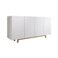buffet bahut 4 portes  166 x 79 x 40cm  couleur blanc finition mat  meuble de rangement  modèle siena apek603whwh