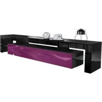 meuble tv noir et  violet 189 cm avec led
