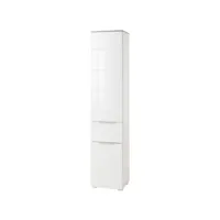 meuble colonne galatea avec tiroir et  2 portes - blanc brillantaspect béton