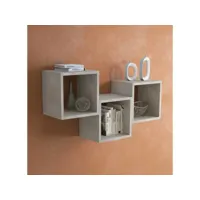 cube de rangement modulable, 100% made in italy, étagère murale modulable, étagère murale, 30x25h30 cm, couleur ciment 8052773612432