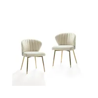 chaises de salle à manger en velours scandinave chaises modernes pour la cuisine avec pieds en métal, tan, lot de 2