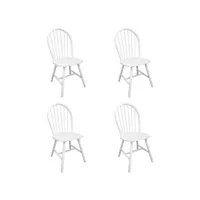 lot de 4 chaises à manger chaises à dîner, chaises de cuisine blanc bois d'hévéa solide qdtr79094