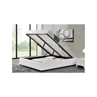 cadre de lit blanc avec coffre de rangement intégré -140x190 cm kennington