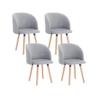 lot de 4 chaises de cuisine en velours-fauteuil de repas salle à manger-scandinave-gris