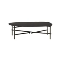 table basse l. 98 cm plateau rainures fines et pieds métal noir - hank