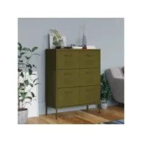 vidaxl armoire à tiroirs vert olive 80x35x101,5 cm acier