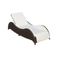 transat chaise longue bain de soleil design vague lit de jardin terrasse meuble d'extérieur avec coussin résine tressée marron helloshop26 02_0012515
