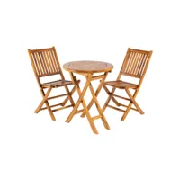 ensemble d'extérieur en teck,table ronde 60cm et 2 chaises pliantes h93648064