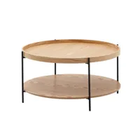 finebuy table basse 78x78x40 cm table basse bois / métal table de salon chêne  table de chambre design ronde moderne avec étagère  table basse en bois  table de salon