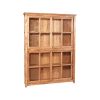 bibliothèque créneau  en bois massif de tilleul avec portes coulissantes, finition naturelle  l154 x pr37 x h212 cm