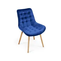 miadomodo® chaises de salle à manger - set de 8, scandinave, velours, siège en pp, rembourré, pieds en hêtre, style nordique, bleu