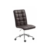 fauteuil chaise tabouret de bureau avec dossier haut en synthétique marron hauteur réglable bur10284