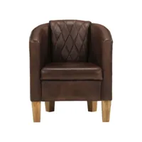 fauteuil salon - fauteuil cabriolet marron clair cuir véritable 58x54x70 cm - design rétro best00003875206-vd-confoma-fauteuil-m05-1668