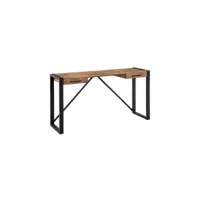 bureau 2 tiroirs bois de manguier-métal - leknu - l 140 x l 40 x h 78 cm - neuf