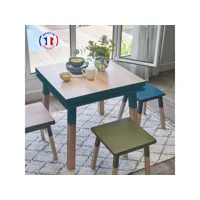 table de cuisine carrée avec tiroir 80 cm, 100% frêne massif eg2-009bf80