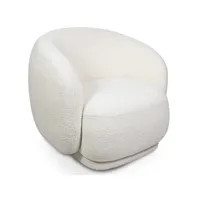 fauteuil rembourré en tissu bouclé - design courbé - drisela blanc