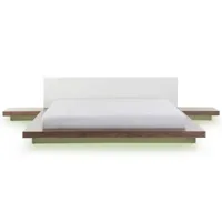 lit japonais avec led 180 x 200 cm bois clair zen 169545
