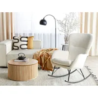 chaise à bascule en tissu bouclé blanc et noir anaset 383637