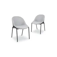 selena - lot de 2 chaises en tissu effet lin gris selena-gri
