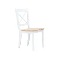 lot de 4 chaises à manger chaises à dîner, chaises de cuisine blanc et bois clair bois hévéa massif qdtr73863