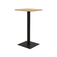 table de bar bois chêne clair et pieds métal noir riner 60cm