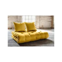 canapé lit futon shin sano jaune et pin massif couchage 140*200 cm. 20100886430