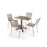 ensemble table de jardin stratifié marbre beige et 4 chaises taupe