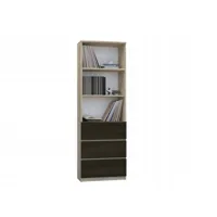 camella - bibliothèque moderne salon chambre bureau - 180x60x33 cm - 3 tiroirs + 2 étagères - rangement livres - sonoma/wenge