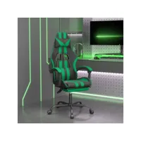 chaise de jeu pivotante et repose-pied noir et vert similicuir