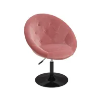fauteuil oeuf capitonné design tissu velours chaise bureau pivotant rose fal09070