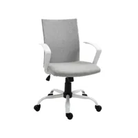 vinsetto chaise de bureau ergonomique hauteur réglable pivotante 360° piètement acier blanc lin gris clair