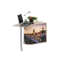 bureau chêne table pivotante et rangement - coloris: pont de paris 753