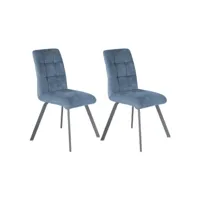 john - lot de 2 chaises capitonnées bleu gris