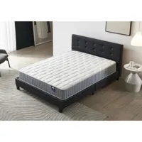 lit avec tête de lit + matelas 140x200cm ressorts ensachés et mémoire de forme-épaisseur 25cm + lit avec tête de lit